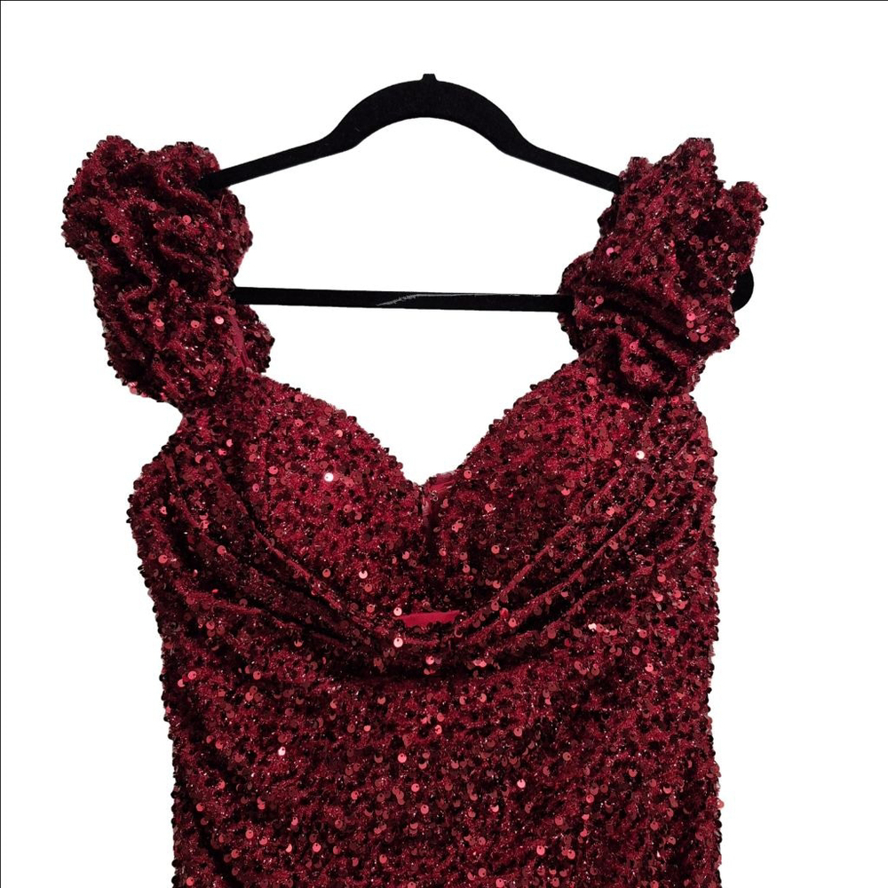 Anny Lee off the shoulder Gown Dress Size Xl‎ Red Sequin - Picture 2 of 9